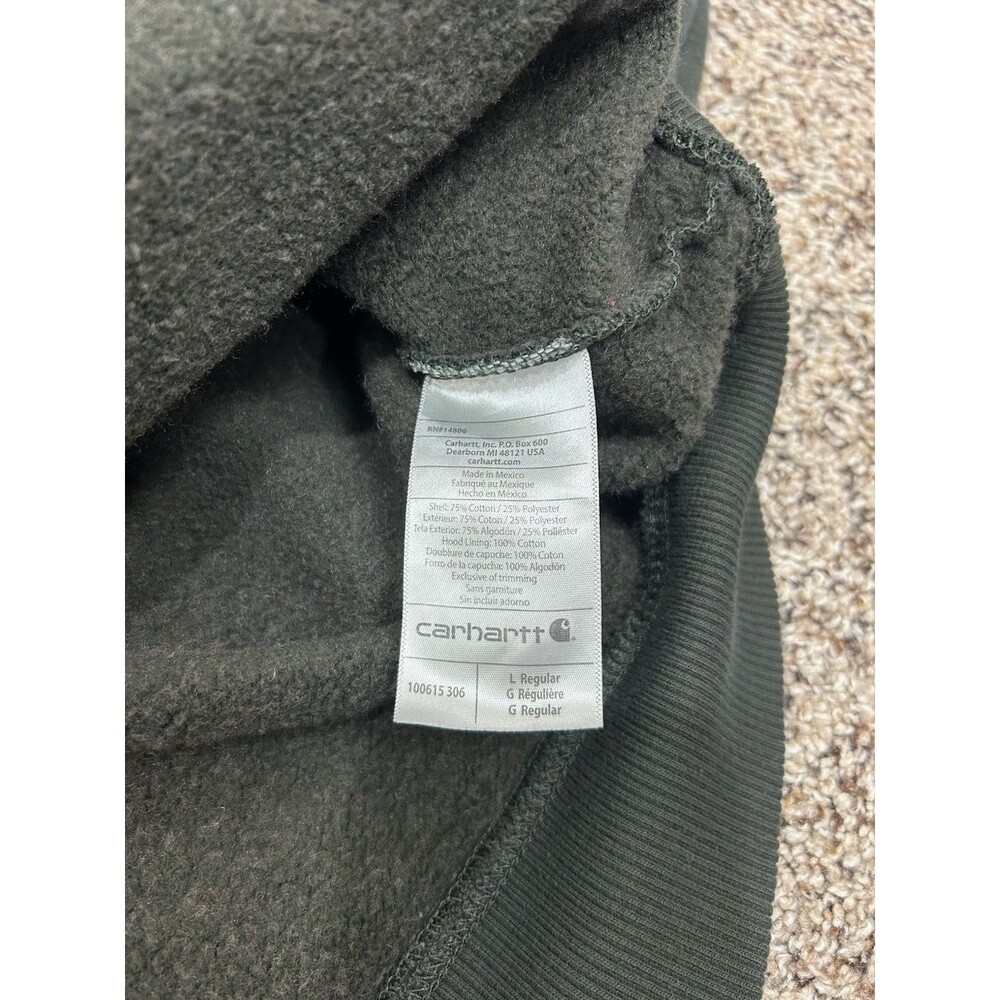 Carhartt Rain Defender Loose Fit Fleece Hoodie Dark Green Workwear Men's Size L - Picture 4 of 8